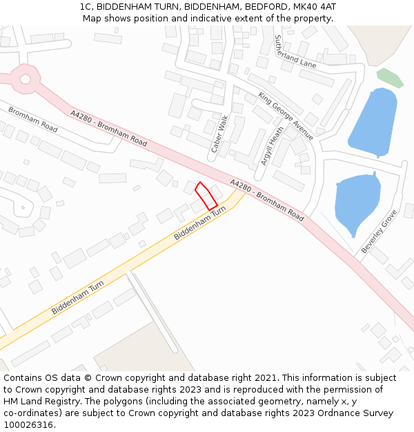 1C, BIDDENHAM TURN, BIDDENHAM, BEDFORD, MK40 4AT: Location map and indicative extent of plot