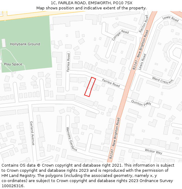 1C, FAIRLEA ROAD, EMSWORTH, PO10 7SX: Location map and indicative extent of plot