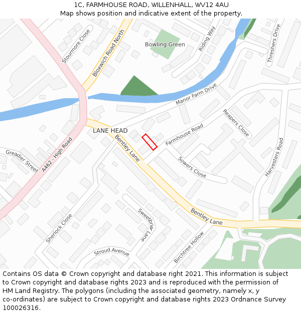 1C, FARMHOUSE ROAD, WILLENHALL, WV12 4AU: Location map and indicative extent of plot