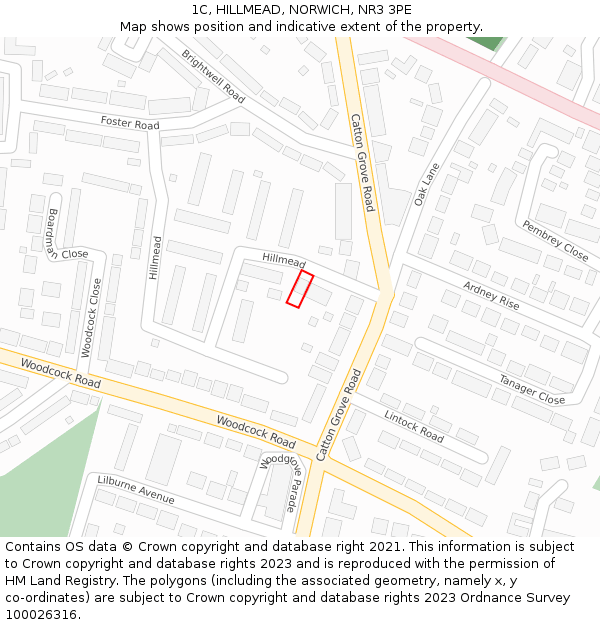 1C, HILLMEAD, NORWICH, NR3 3PE: Location map and indicative extent of plot