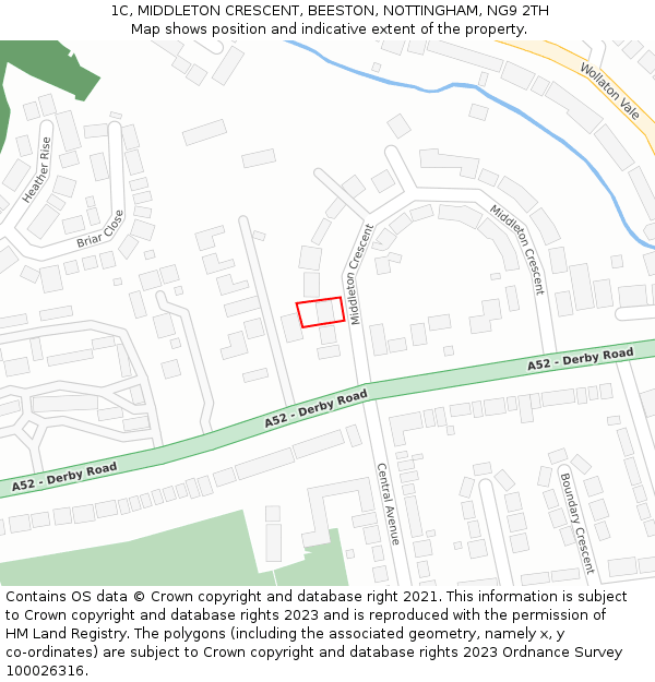 1C, MIDDLETON CRESCENT, BEESTON, NOTTINGHAM, NG9 2TH: Location map and indicative extent of plot