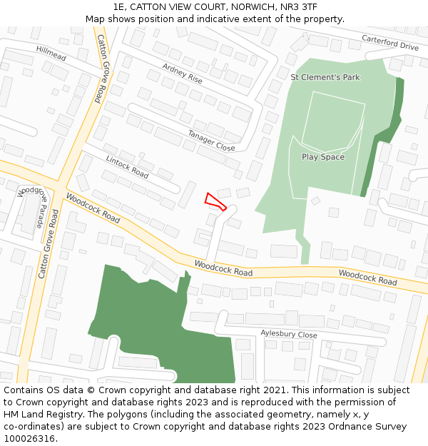 1E, CATTON VIEW COURT, NORWICH, NR3 3TF: Location map and indicative extent of plot