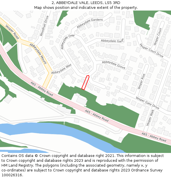 2, ABBEYDALE VALE, LEEDS, LS5 3RD: Location map and indicative extent of plot