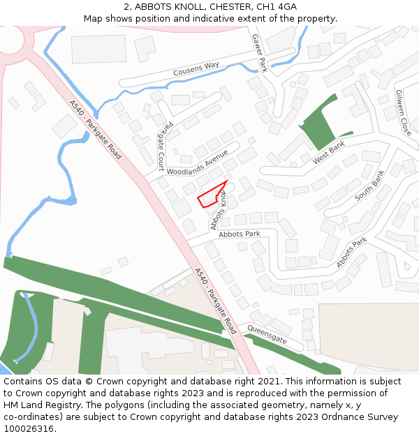 2, ABBOTS KNOLL, CHESTER, CH1 4GA: Location map and indicative extent of plot
