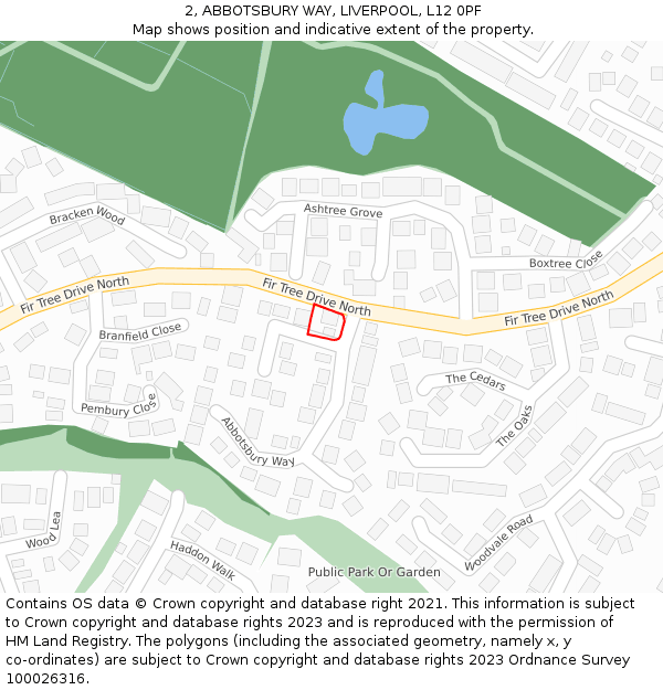2, ABBOTSBURY WAY, LIVERPOOL, L12 0PF: Location map and indicative extent of plot
