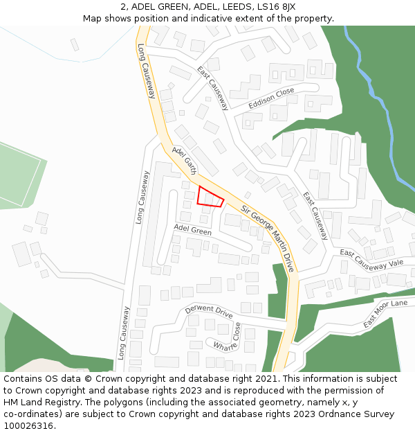 2, ADEL GREEN, ADEL, LEEDS, LS16 8JX: Location map and indicative extent of plot