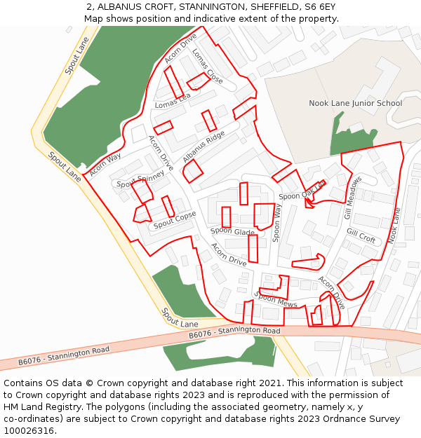 2, ALBANUS CROFT, STANNINGTON, SHEFFIELD, S6 6EY: Location map and indicative extent of plot