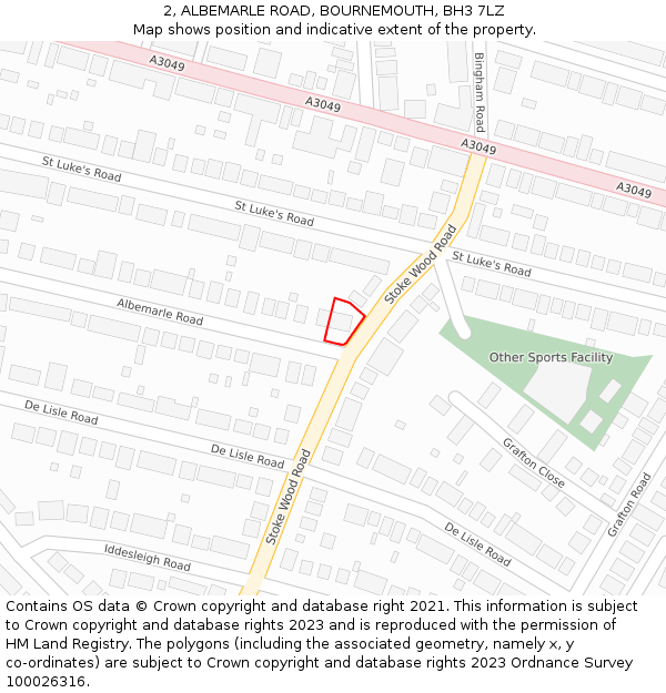 2, ALBEMARLE ROAD, BOURNEMOUTH, BH3 7LZ: Location map and indicative extent of plot