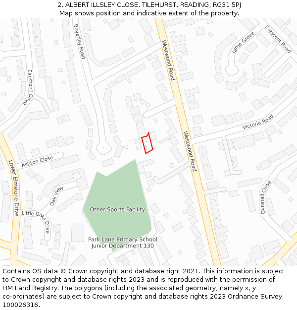 2, ALBERT ILLSLEY CLOSE, TILEHURST, READING, RG31 5PJ: Location map and indicative extent of plot