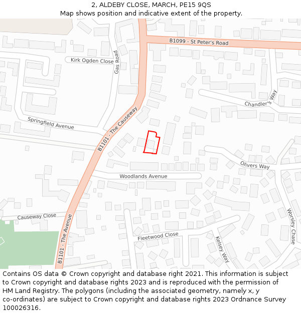 2, ALDEBY CLOSE, MARCH, PE15 9QS: Location map and indicative extent of plot