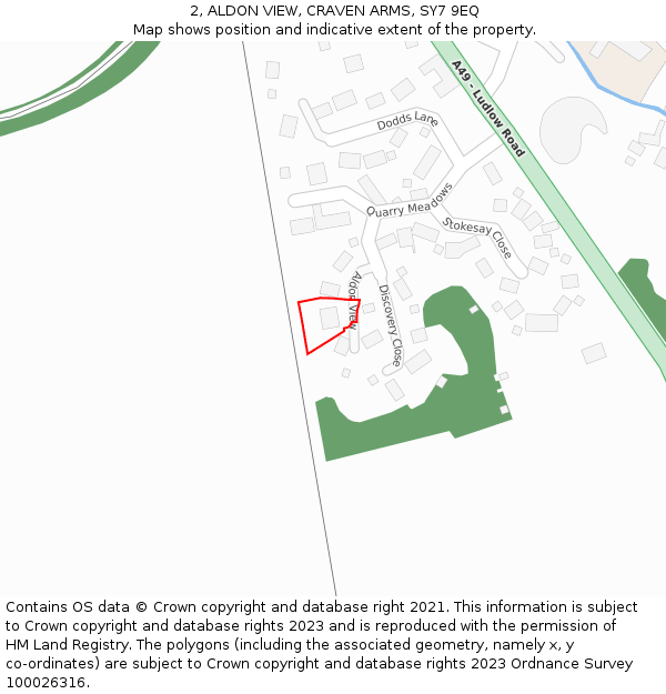 2, ALDON VIEW, CRAVEN ARMS, SY7 9EQ: Location map and indicative extent of plot