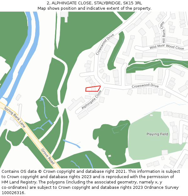2, ALPHINGATE CLOSE, STALYBRIDGE, SK15 3RL: Location map and indicative extent of plot