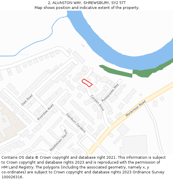2, ALVASTON WAY, SHREWSBURY, SY2 5TT: Location map and indicative extent of plot