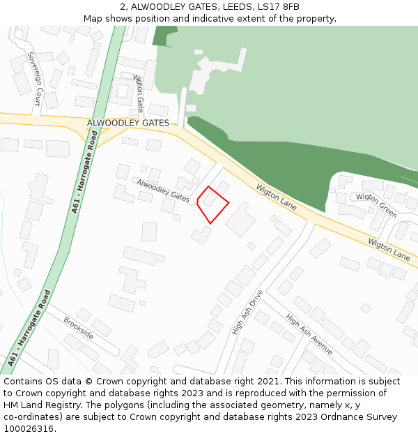2, ALWOODLEY GATES, LEEDS, LS17 8FB: Location map and indicative extent of plot