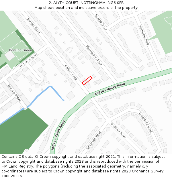 2, ALYTH COURT, NOTTINGHAM, NG6 0FR: Location map and indicative extent of plot