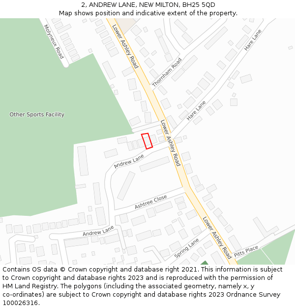 2, ANDREW LANE, NEW MILTON, BH25 5QD: Location map and indicative extent of plot