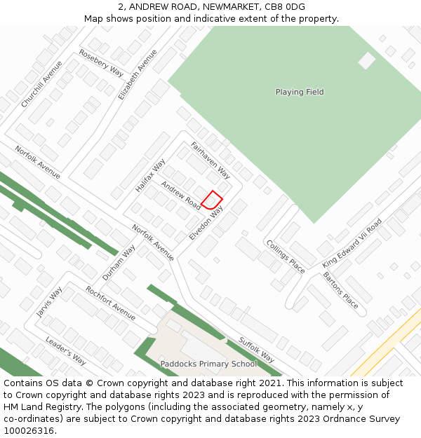 2, ANDREW ROAD, NEWMARKET, CB8 0DG: Location map and indicative extent of plot