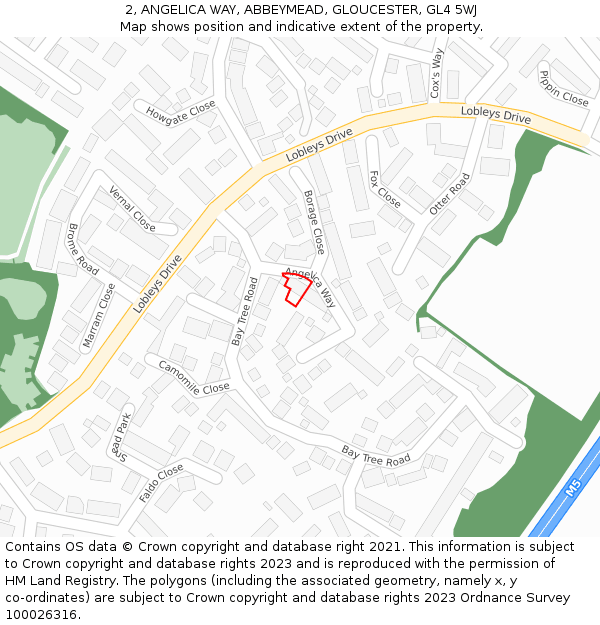 2, ANGELICA WAY, ABBEYMEAD, GLOUCESTER, GL4 5WJ: Location map and indicative extent of plot