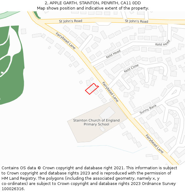 2, APPLE GARTH, STAINTON, PENRITH, CA11 0DD: Location map and indicative extent of plot