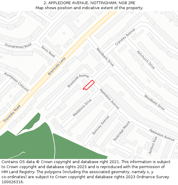 2, APPLEDORE AVENUE, NOTTINGHAM, NG8 2RE: Location map and indicative extent of plot