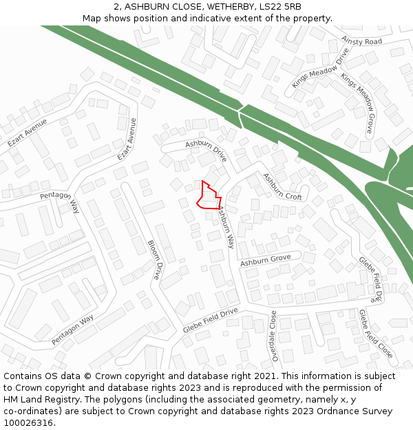 2, ASHBURN CLOSE, WETHERBY, LS22 5RB: Location map and indicative extent of plot