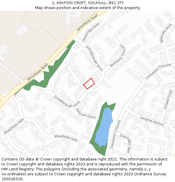 2, ASHTON CROFT, SOLIHULL, B91 3TY: Location map and indicative extent of plot