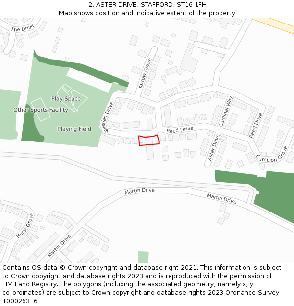2, ASTER DRIVE, STAFFORD, ST16 1FH: Location map and indicative extent of plot