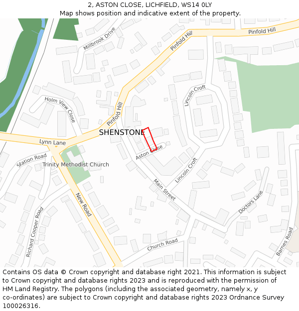 2, ASTON CLOSE, LICHFIELD, WS14 0LY: Location map and indicative extent of plot