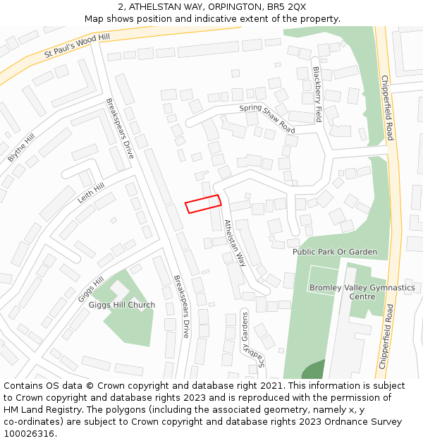 2, ATHELSTAN WAY, ORPINGTON, BR5 2QX: Location map and indicative extent of plot