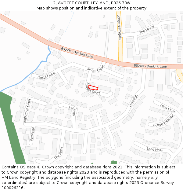 2, AVOCET COURT, LEYLAND, PR26 7RW: Location map and indicative extent of plot
