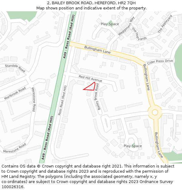 2, BAILEY BROOK ROAD, HEREFORD, HR2 7QH: Location map and indicative extent of plot