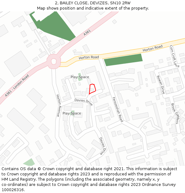 2, BAILEY CLOSE, DEVIZES, SN10 2RW: Location map and indicative extent of plot