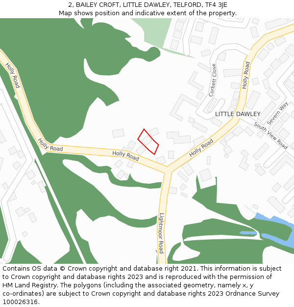 2, BAILEY CROFT, LITTLE DAWLEY, TELFORD, TF4 3JE: Location map and indicative extent of plot