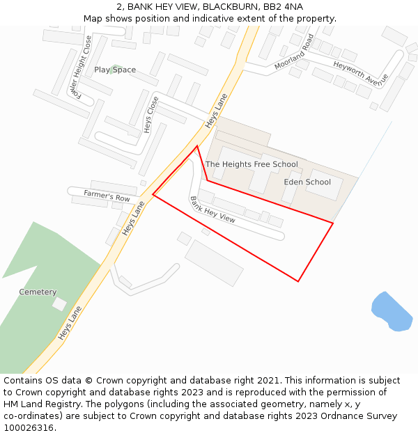 2, BANK HEY VIEW, BLACKBURN, BB2 4NA: Location map and indicative extent of plot