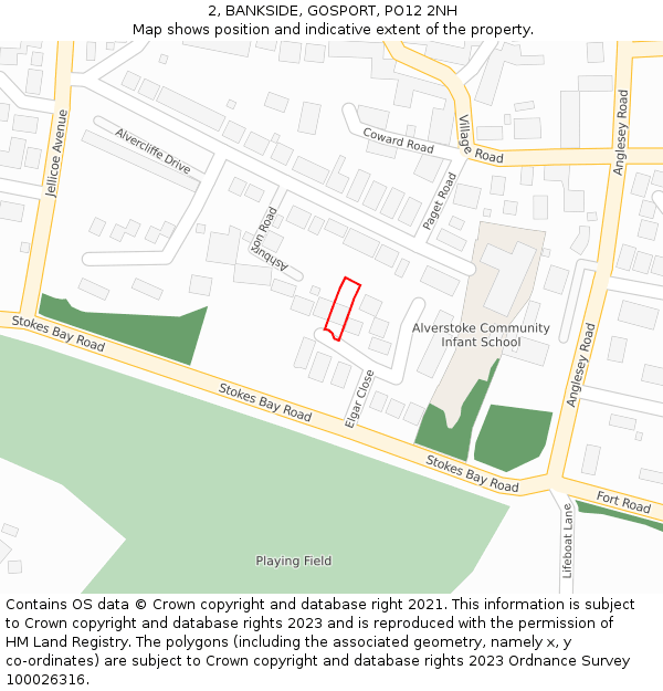 2, BANKSIDE, GOSPORT, PO12 2NH: Location map and indicative extent of plot