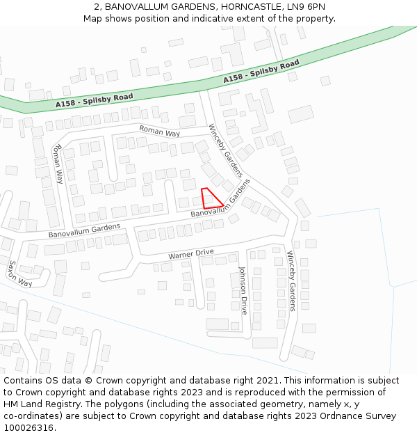 2, BANOVALLUM GARDENS, HORNCASTLE, LN9 6PN: Location map and indicative extent of plot