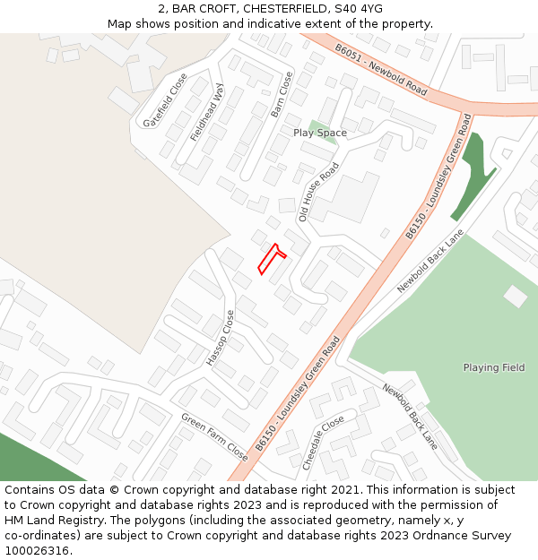 2, BAR CROFT, CHESTERFIELD, S40 4YG: Location map and indicative extent of plot