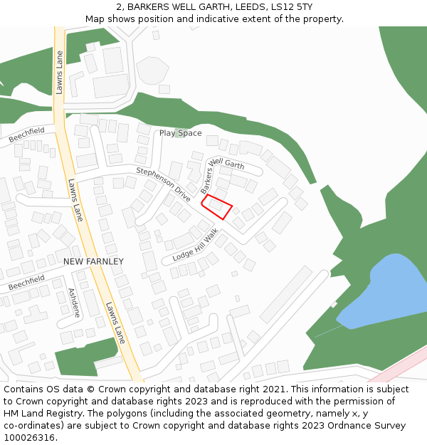 2, BARKERS WELL GARTH, LEEDS, LS12 5TY: Location map and indicative extent of plot