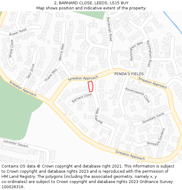 2, BARNARD CLOSE, LEEDS, LS15 8UY: Location map and indicative extent of plot