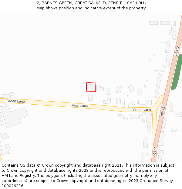 2, BARNES GREEN, GREAT SALKELD, PENRITH, CA11 9LU: Location map and indicative extent of plot