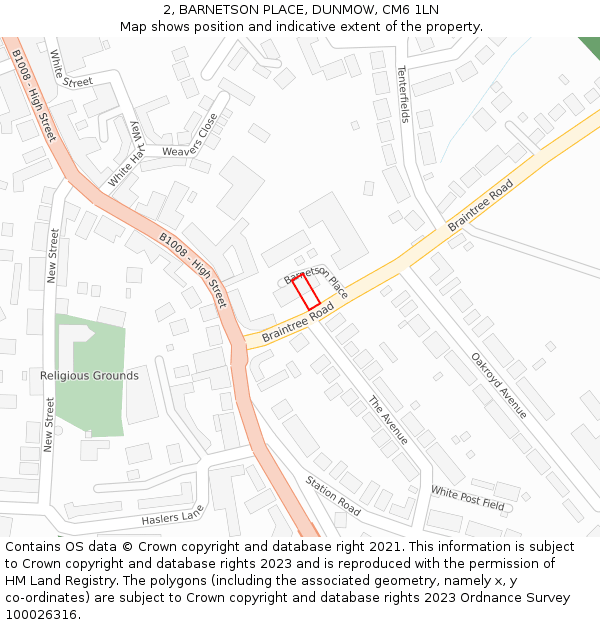 2, BARNETSON PLACE, DUNMOW, CM6 1LN: Location map and indicative extent of plot