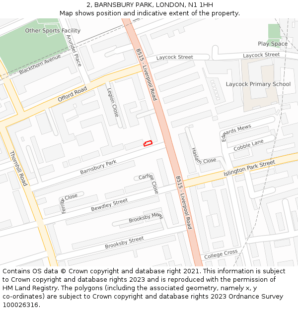 2, BARNSBURY PARK, LONDON, N1 1HH: Location map and indicative extent of plot