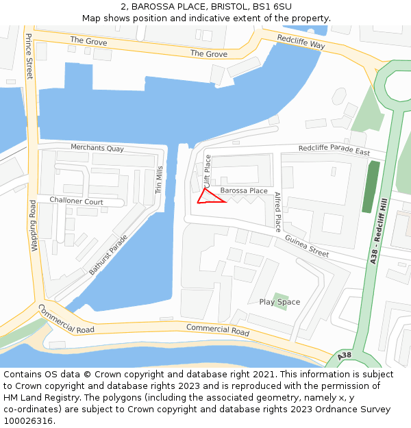 2, BAROSSA PLACE, BRISTOL, BS1 6SU: Location map and indicative extent of plot