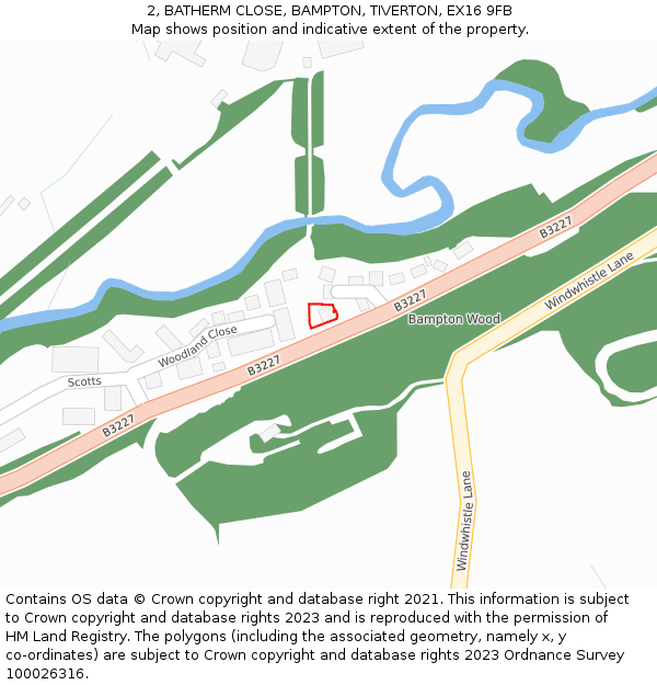 2, BATHERM CLOSE, BAMPTON, TIVERTON, EX16 9FB: Location map and indicative extent of plot