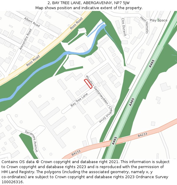 2, BAY TREE LANE, ABERGAVENNY, NP7 5JW: Location map and indicative extent of plot