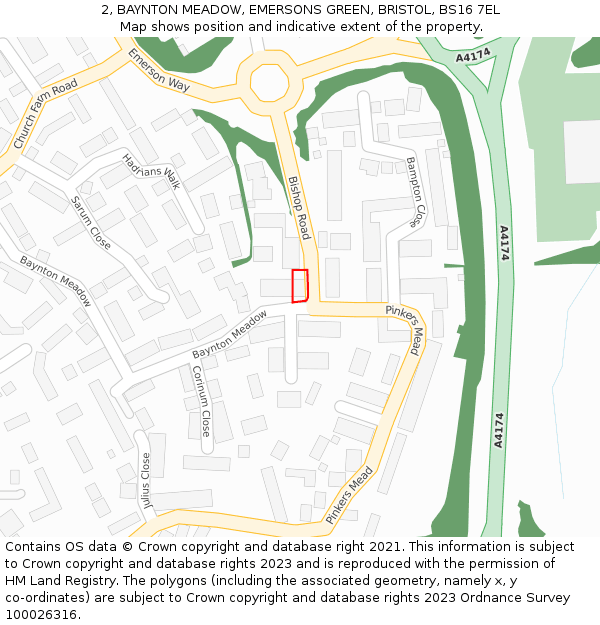 2, BAYNTON MEADOW, EMERSONS GREEN, BRISTOL, BS16 7EL: Location map and indicative extent of plot