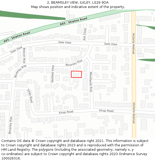 2, BEAMSLEY VIEW, ILKLEY, LS29 9DA: Location map and indicative extent of plot