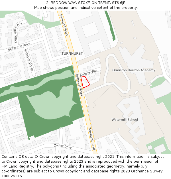 2, BEDDOW WAY, STOKE-ON-TRENT, ST6 6JE: Location map and indicative extent of plot