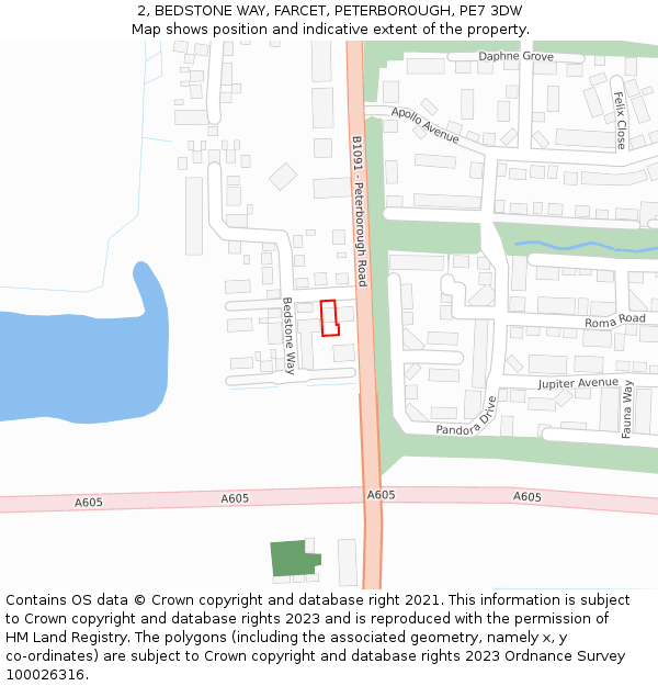 2, BEDSTONE WAY, FARCET, PETERBOROUGH, PE7 3DW: Location map and indicative extent of plot