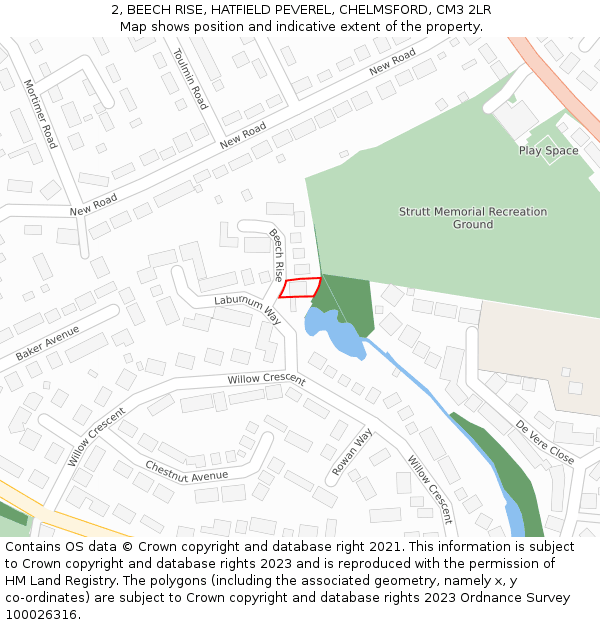 2, BEECH RISE, HATFIELD PEVEREL, CHELMSFORD, CM3 2LR: Location map and indicative extent of plot